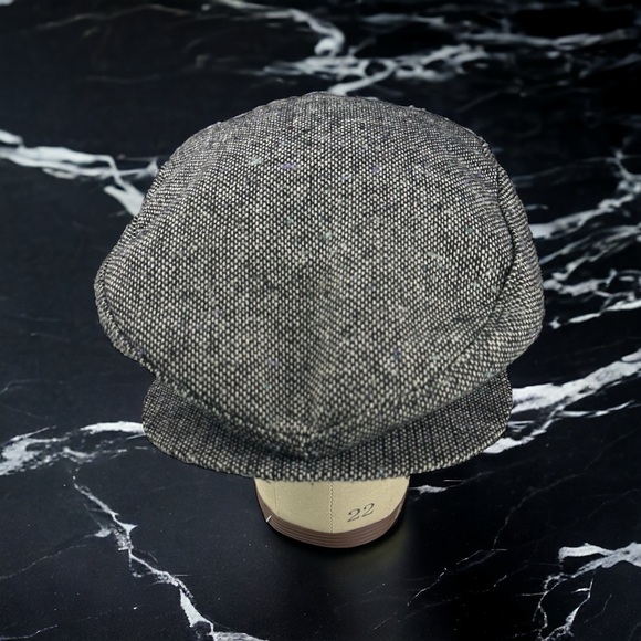 Vtg Made in USA Grey Wool Tweed Newsboy Hat Sz L 7 1/4 to 7 3/8 Peaky Blinders - Picture 1 of 11